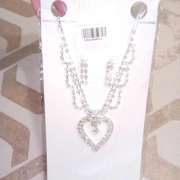 NWT Jewelry is Fun rhinestone necklace and earring set - Picture 1 of 6
